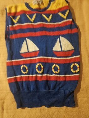Vintage Talbots Blue Nautical Knit Sweater Vest